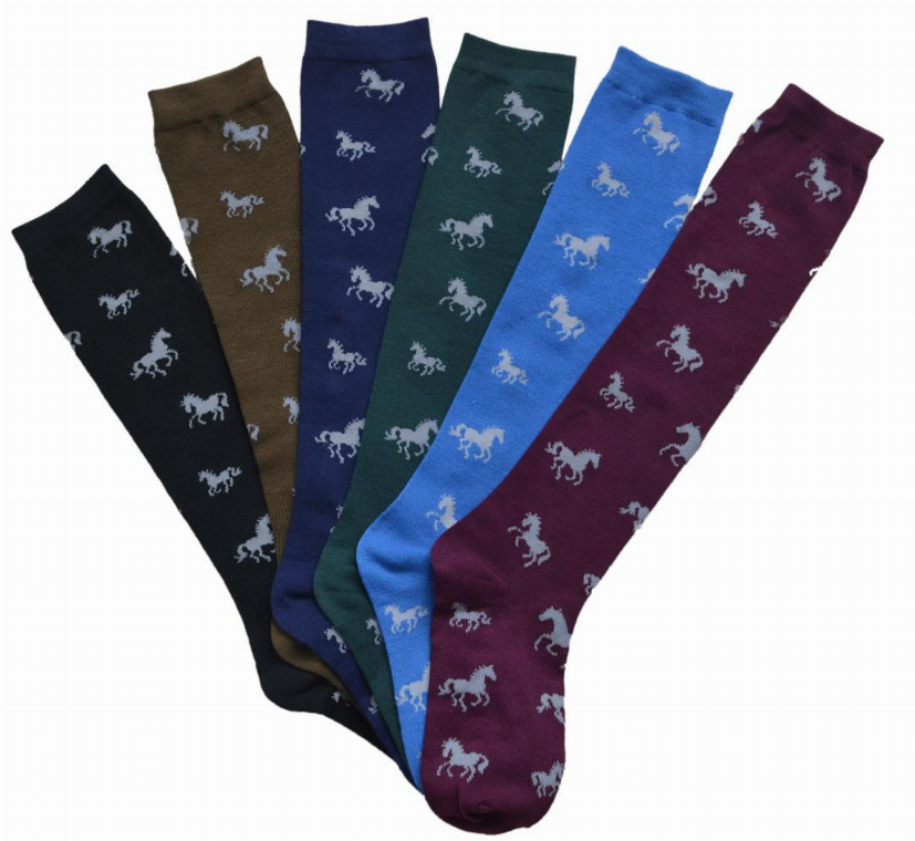 AWST Int'l Ladies' "Lila" Horses All Over DARKS Knee Socks- 6 Pack